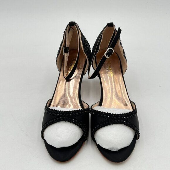 XYD Women's Sandals, Chic Peep Toe, D'Orsay Kitten Low Heels, Rhinestone Studs, - Picture 4 of 9